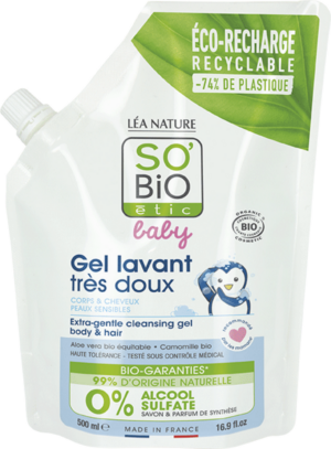 LÉA NATURE SO BiO étic Baby 2in1 Mildes Shampoo & Waschgel - 500 ml Refill