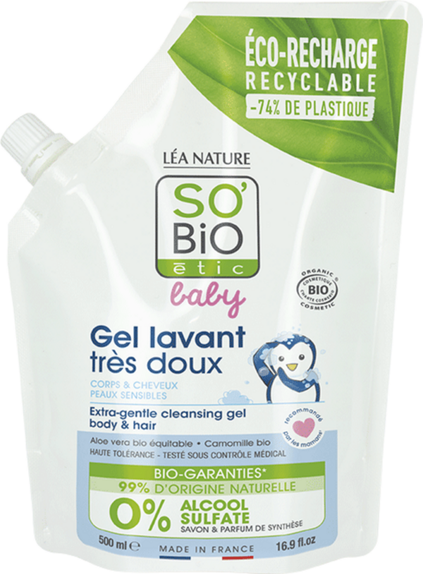 LÉA NATURE SO BiO étic Baby 2in1 Mildes Shampoo & Waschgel - 500 ml Refill