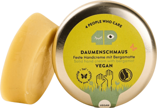 4 PEOPLE WHO CARE Feste Handcreme Veganer "Daumenschmaus" - Dose