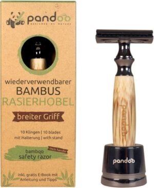 pandoo Rasierhobel mit Bambus-Griff - Breiter Griff