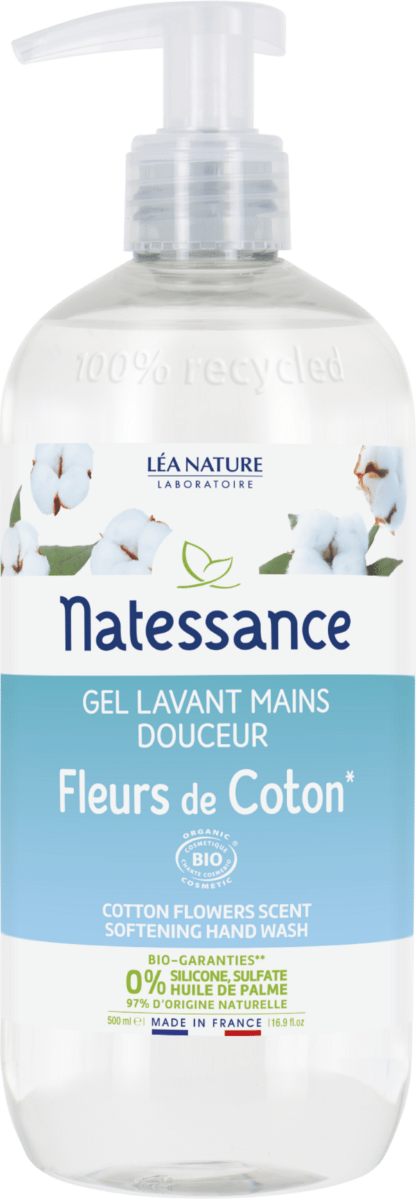 Natessance Handwaschgel Baumwollblüte - 500 ml