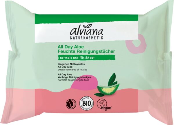 alviana Naturkosmetik Feuchte Reinigungstücher Bio-Aloe Vera - 25 Stk