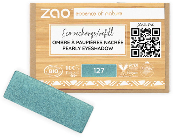 ZAO Refill Rectangle Eye Shadow - 127 Pearly Peacock Blue