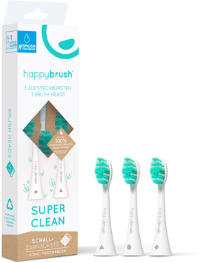 happybrush ECO VIBE 3 Aufsteckbürsten Weiß-Mint - 3 Stk