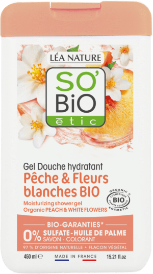 LÉA NATURE SO BiO étic Hydratisierendes Duschgel Pfirsich & Weiße Blüten - 450 ml