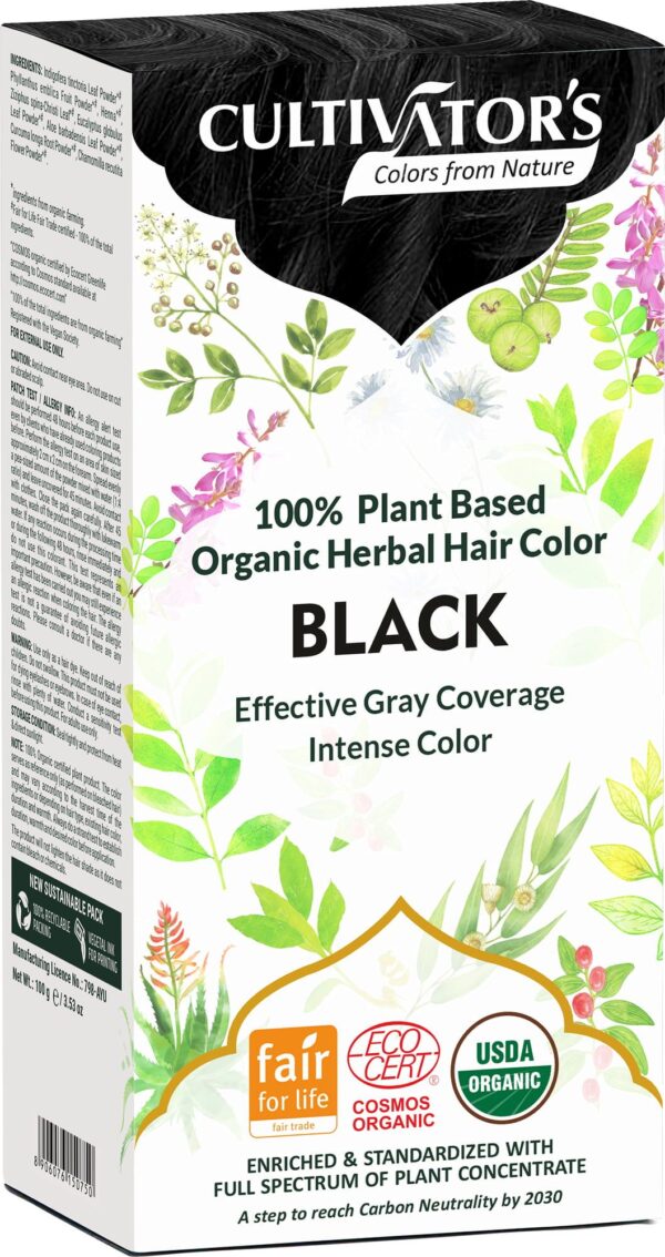 CULTIVATOR'S Organic Herbal Hair Color Black - 100 g