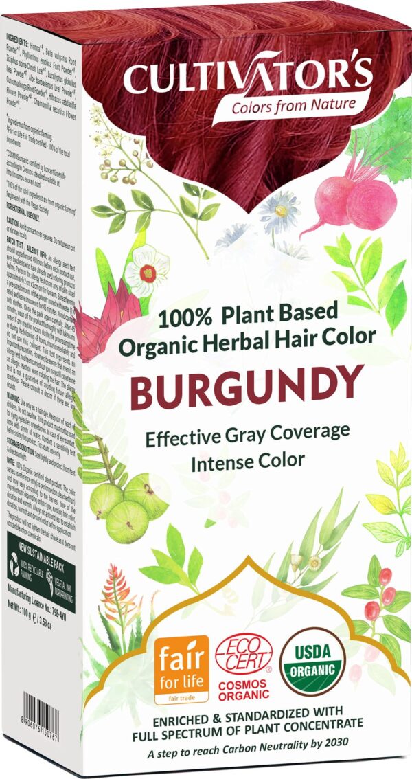 CULTIVATOR'S Organic Herbal Hair Color Burgundy - 100 g