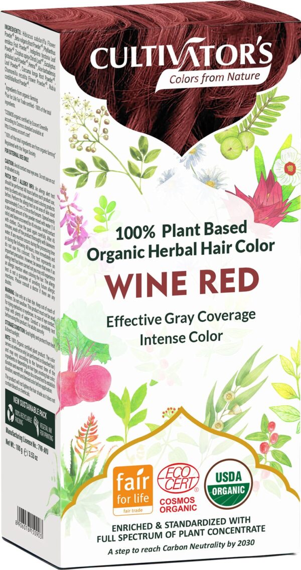 CULTIVATOR'S Organic Herbal Hair Color Wine Red - 100 g