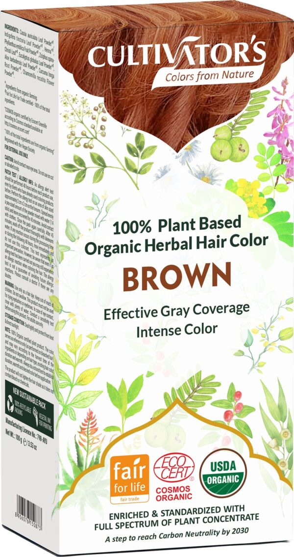 CULTIVATOR'S Organic Herbal Hair Color Brown - 100 g