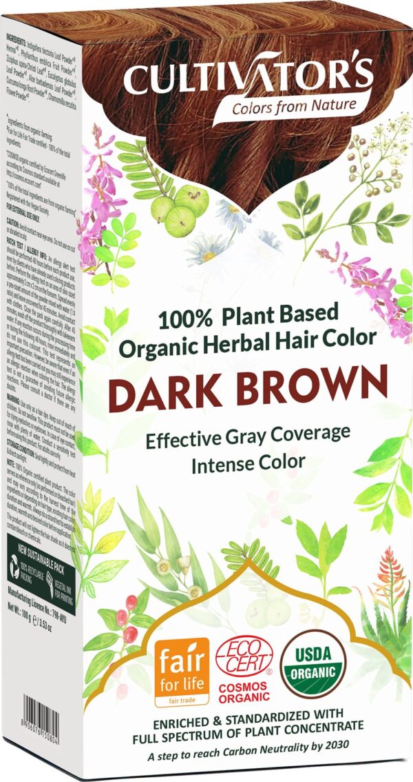 CULTIVATOR'S Organic Herbal Hair Color Dark Brown - 100 g