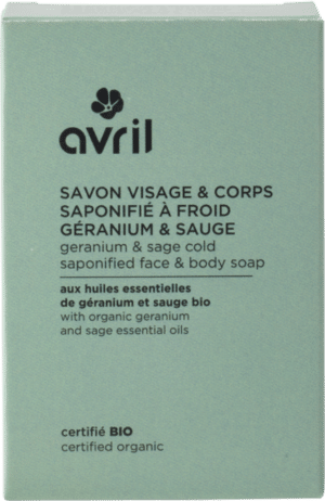 Avril Cold Saponified Face & Body Soap - Géranium & Sauge