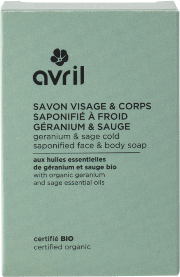 Avril Cold Saponified Face & Body Soap - Géranium & Sauge