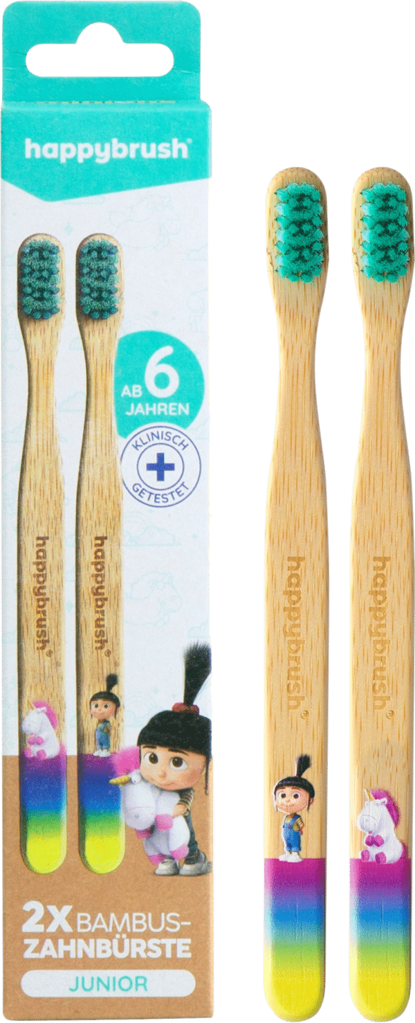 happybrush Bambus Handzahnbürste Einhorn - 2 Stk