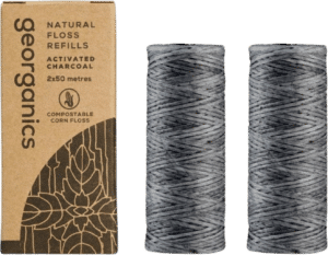 georganics Dental Floss Activated Charcoal - 100 m Refill