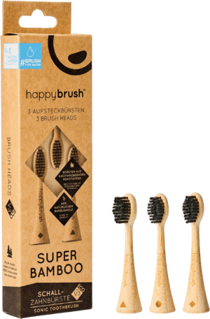 happybrush ECO VIBE 3 Aufsteckbürsten Bambus - 3 Stk