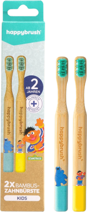 happybrush Bambus Handzahnbürste Sesamstraße - 2 Stk