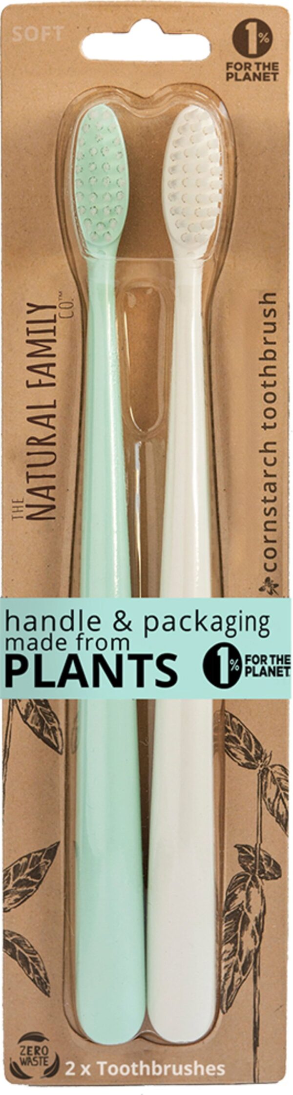 Natural Family CO. Twin Pack Bio Toothbrush - Rivermint & Ivory Desert