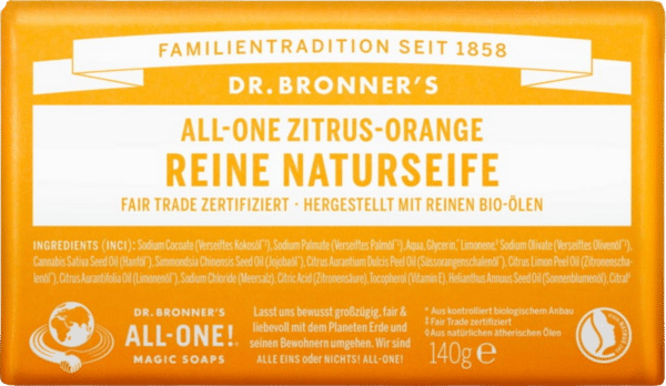 Dr. Bronner's Bar Soap Zitrus-Orange - 140 g