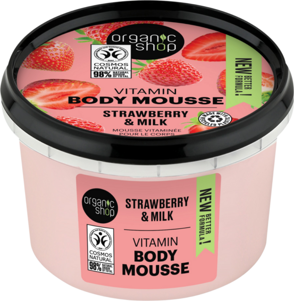 Organic Shop Vitamin Body Mousse Strawberry & Milk - 250 ml