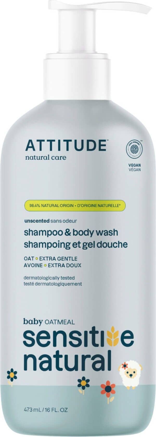 ATTITUDE Oatmeal Sensitive Baby 2in1 Hair & Body Wash - 473 ml