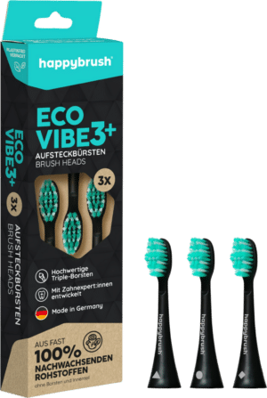 happybrush ECO VIBE 3 Aufsteckbürsten Schwarz-Mint