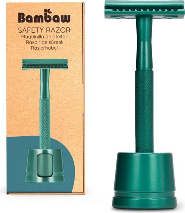 Bambaw Rasierhobel mit Rasierständer - Sea Green