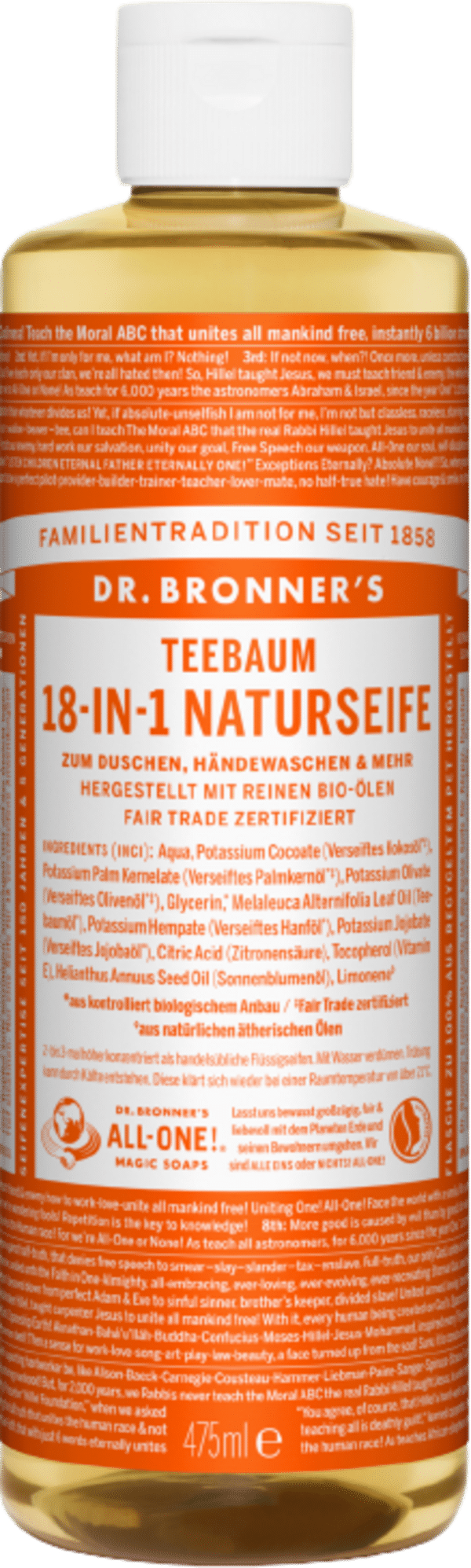 Dr. Bronner's 18in1 Naturseife Teebaum - 475 ml