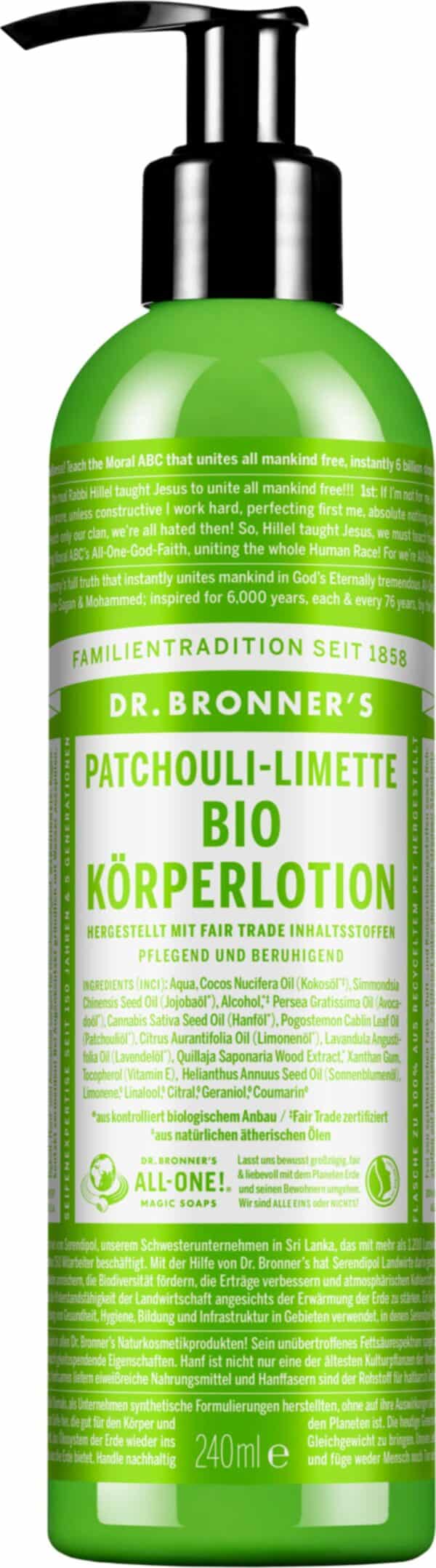 Dr. Bronner's Patschouli Limette Bio-Körperlotion - 240 ml