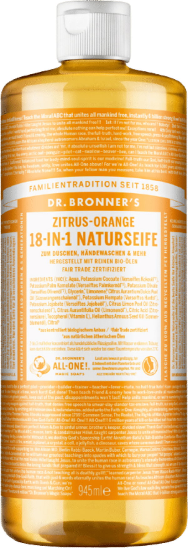 Dr. Bronner's 18in1 Naturseife Zitrus-Orange - 945 ml