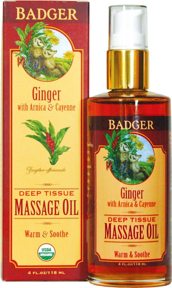 Badger Balm Ginger Deep Tissue Massage Oil - 118 ml