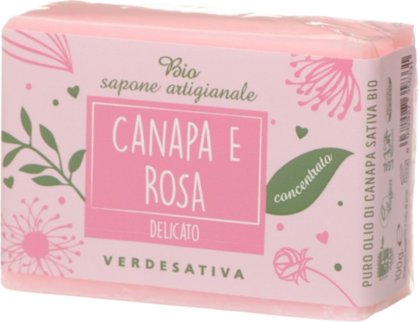 VERDESATIVA Milde Bio-Seife Hanf & Rose - 100 g