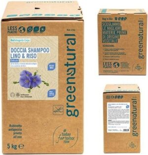 greenatural 2in1 Sanftes Duschgel & Shampoo Flachs & Reis - 5 kg