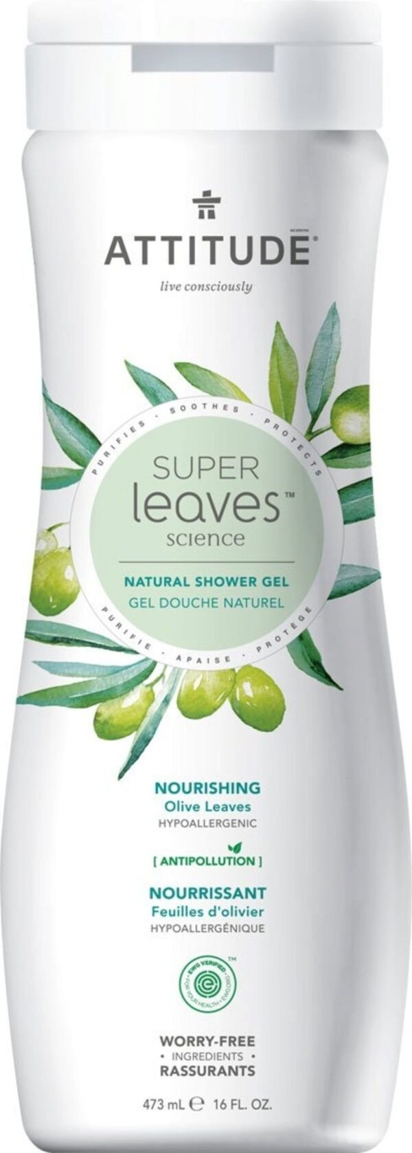 ATTITUDE Super Leaves Shower Gel Olive Leaves - 473 ml