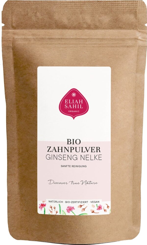 ELIAH SAHIL Bio Zahnpulver Ginseng Nelke - Nachfüllbeutel 200 g