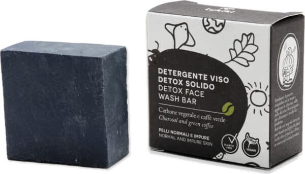 Tukiki Detox Face Wash Bar Charcoal & Green Coffee - 70 g