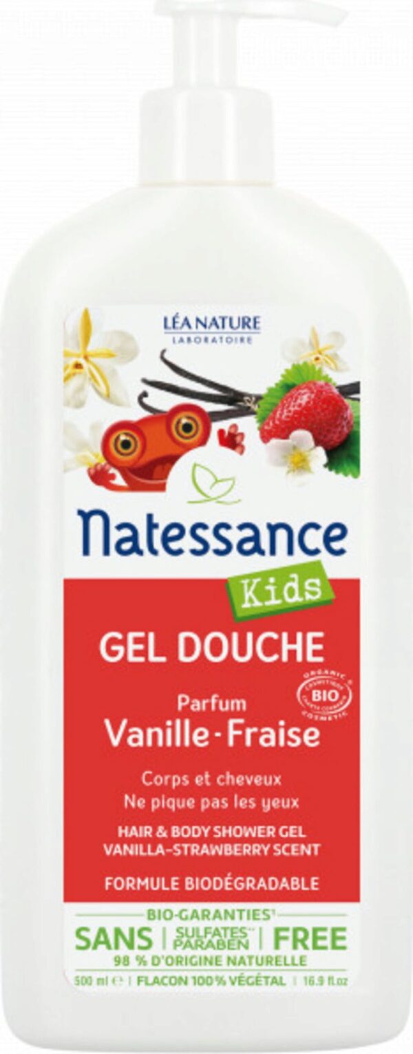 Natessance Kids 2in1 Shampoo & Duschgel Vanille-Erdbeere - 500 ml