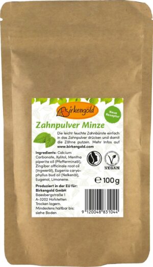 Birkengold Zahnpulver Minze - Nachfüllpackung 100g