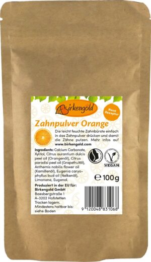 Birkengold Zahnpulver Orange - Nachfüllpackung 100g