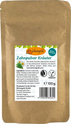 Birkengold Zahnpulver Kräuter - Nachfüllpackung 100g