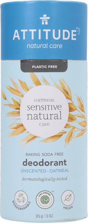 ATTITUDE Oatmeal Sensitive Natural Care Deodorant Unscented - 85 g