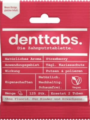 denttabs. Zahnputztabletten Strawberry fluoridfrei - 125 Stk