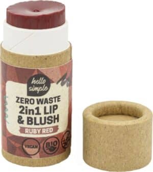 hello simple Zero Waste 2 in 1 Lip Balm & Blush Ruby Red - 5 g