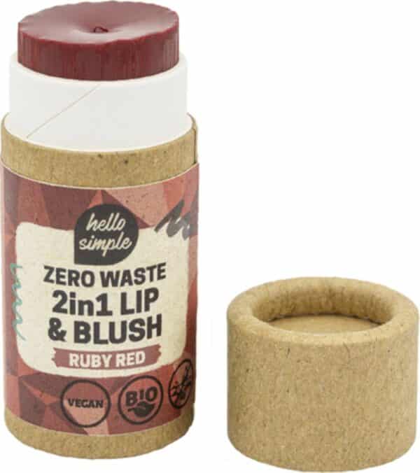 hello simple Zero Waste 2 in 1 Lip Balm & Blush Ruby Red - 5 g