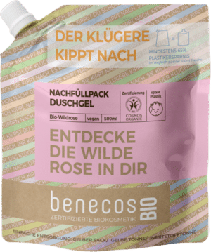 benecosBIO Duschgel "Entdecke die wilde Rose in dir" - Nachfüller 500 ml