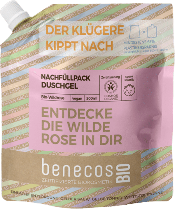 benecosBIO Duschgel "Entdecke die wilde Rose in dir" - Nachfüller 500 ml