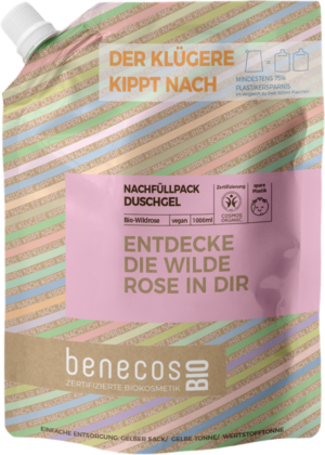 benecosBIO Duschgel "Entdecke die wilde Rose in dir" - Nachfüller 1L