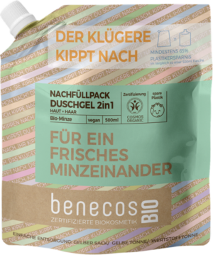 benecosBIO 2in1 Duschgel "Für Ein Frisches Minzeinander" - Nachfüller 500 ml