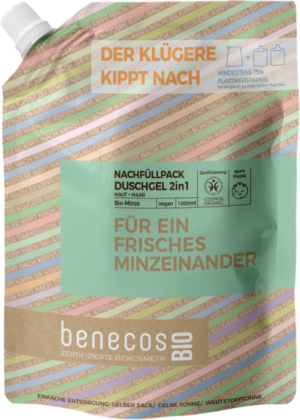 benecosBIO 2in1 Duschgel "Für Ein Frisches Minzeinander" - Nachfüller 1L