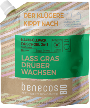 benecosBIO 2in1 Duschgel "Lass Gras drüber wachsen" - Nachfüller 500ml