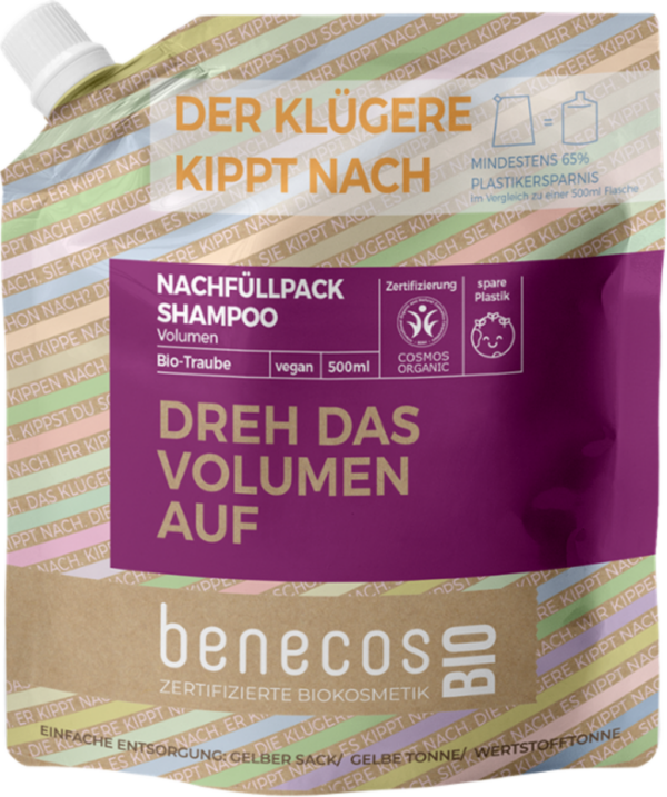 benecosBIO Volumen Shampoo "Dreh das Volumen auf" - Nachfüller 500 ml